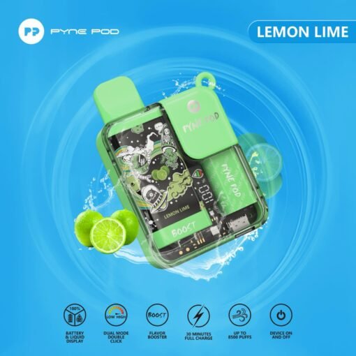 PYNE POD BOOST - Rechargeable Disposable Vape (8500 Puffs) Lemon lime