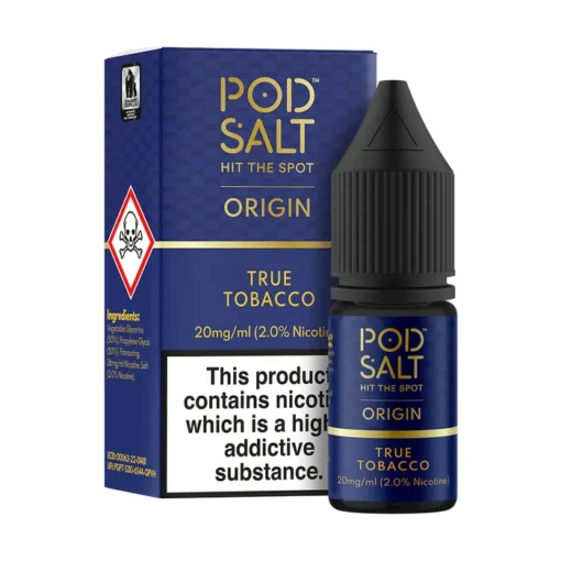 POD SALT ORIGIN TRUE TOBACCO 30ML 20MG NICOTINE SALT E-LIQUID