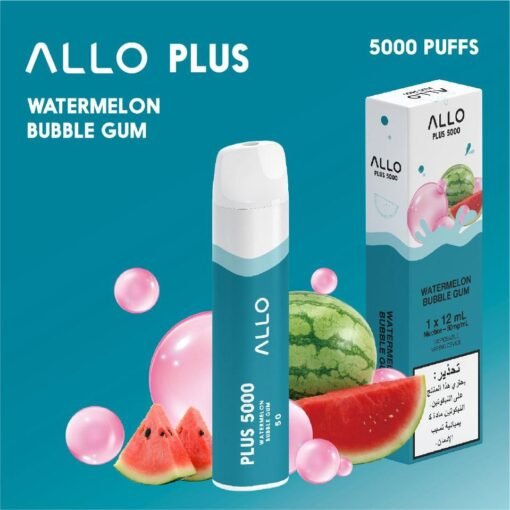 ALLO PLUS 5000 PUFFS WATERMELON BUBBLE GUM DISPOSABLE VAPE IN UAE